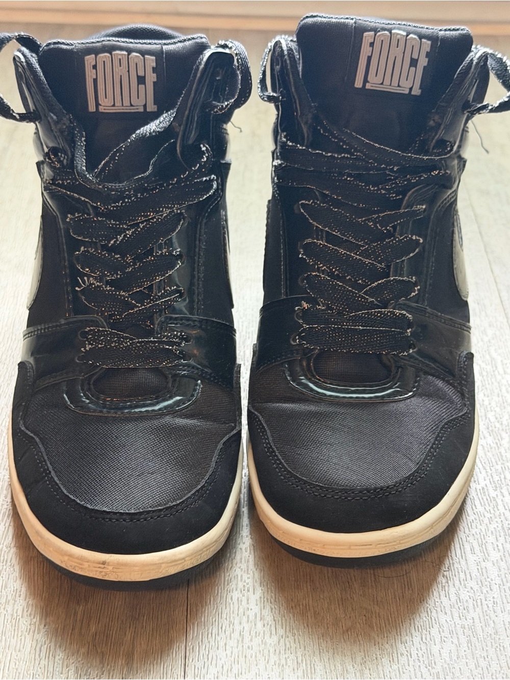 Nike Black Wedge High-Top Sneakers with White Sole